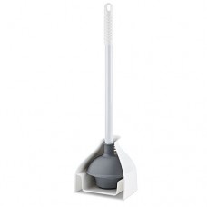 Libman Commercial 598 Premium Toilet Plunger and Caddy  Steel Handle  24" standing height  White and Gray (Pack of 4) - B0719397HS